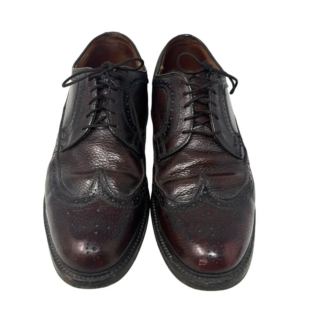 Florsheim Vintage Wingtip Dark Burgundy Brown‎ Leather Longwing V Cleat Size 10D